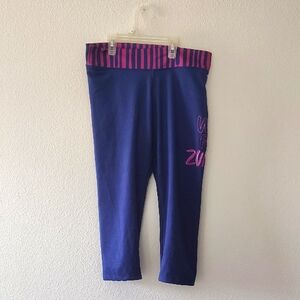 Wild For Zumba Women's Cropped Leggings in Blue and Pink Size Medium